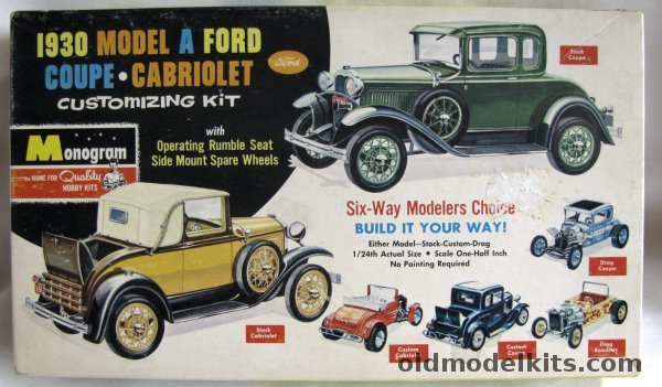 Monogram 1/24 1930 Ford Model A Coupe / Cabriolet Customizing Kit - Build It Six Different Ways - Four Star Issue, PC71-198 plastic model kit